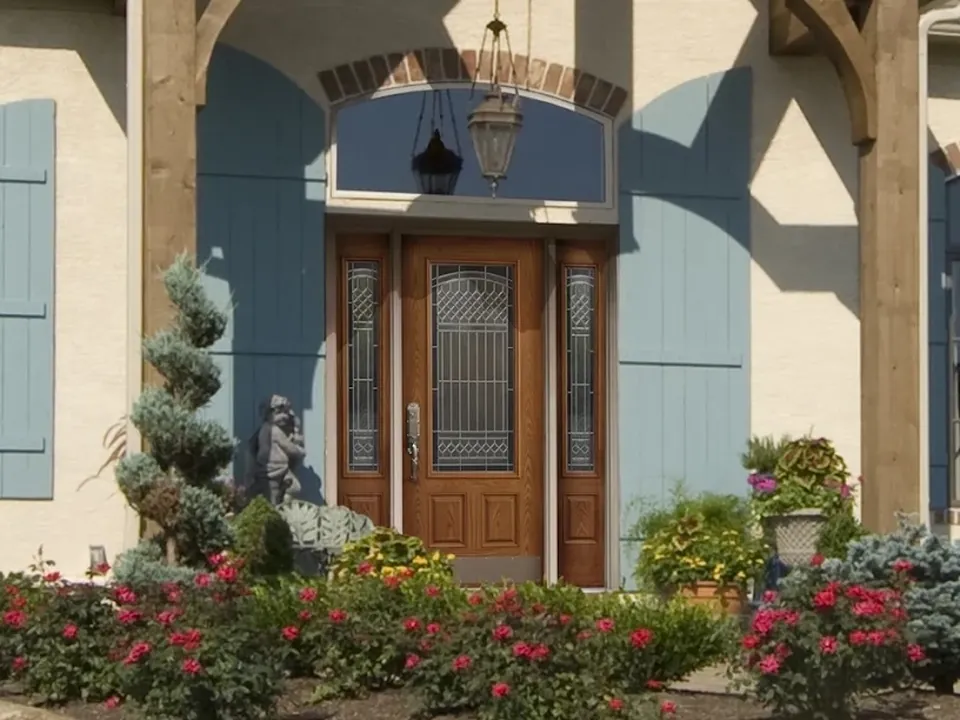 New wood-look entry door installed by Vista Home Improvement